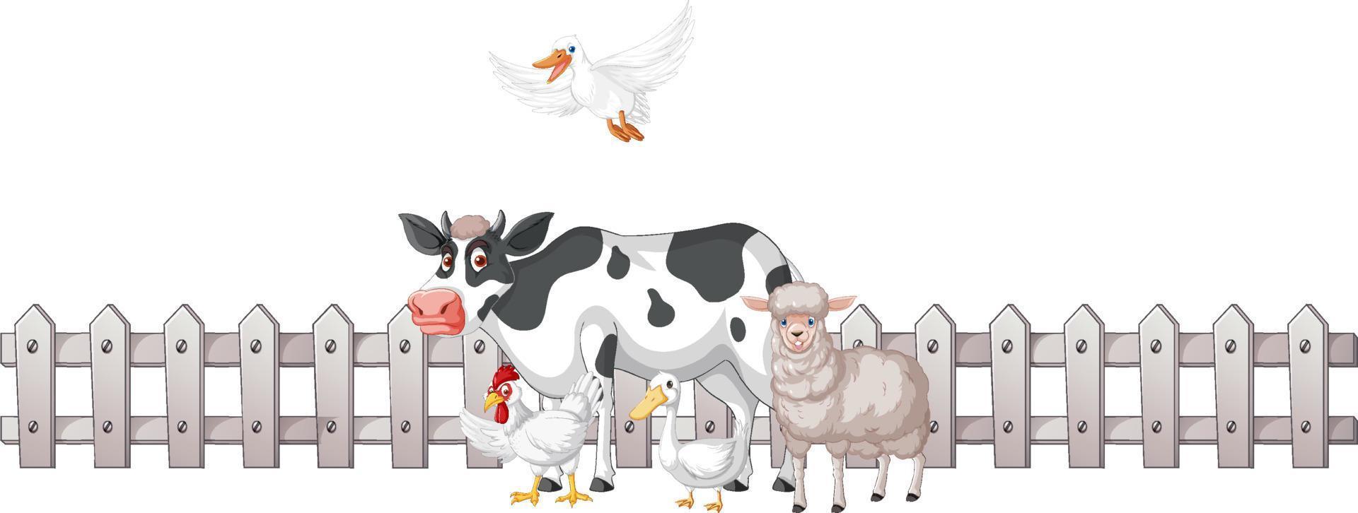 Many animals by the fence vector