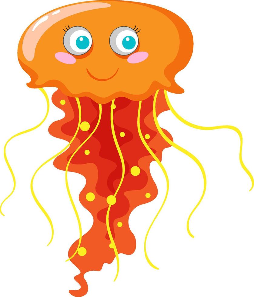 An orange jellyfish in cartoon style vector