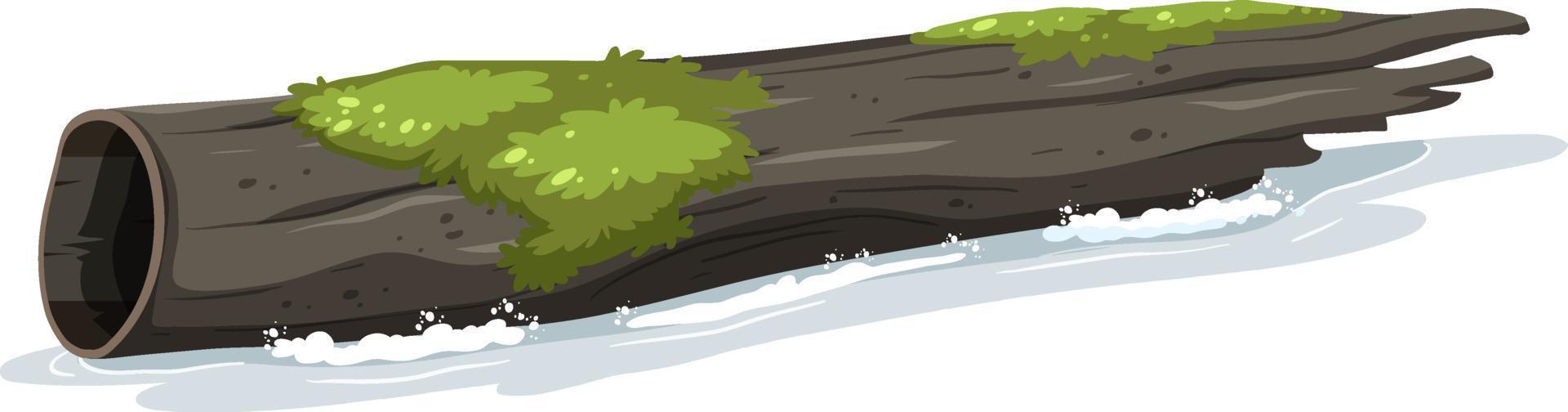 Isolated floating dead log wood vector