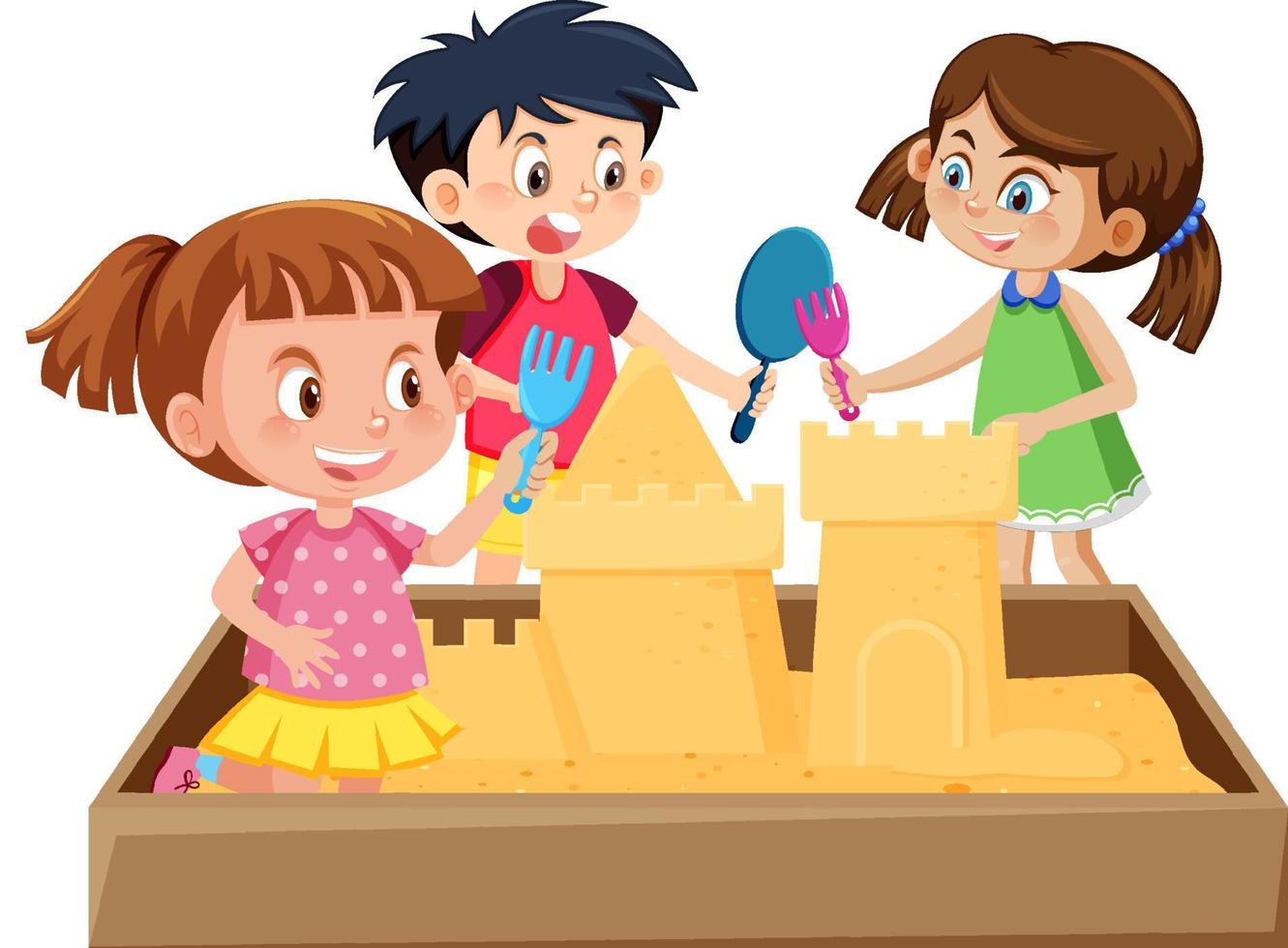 Children playing in the sand pit vector