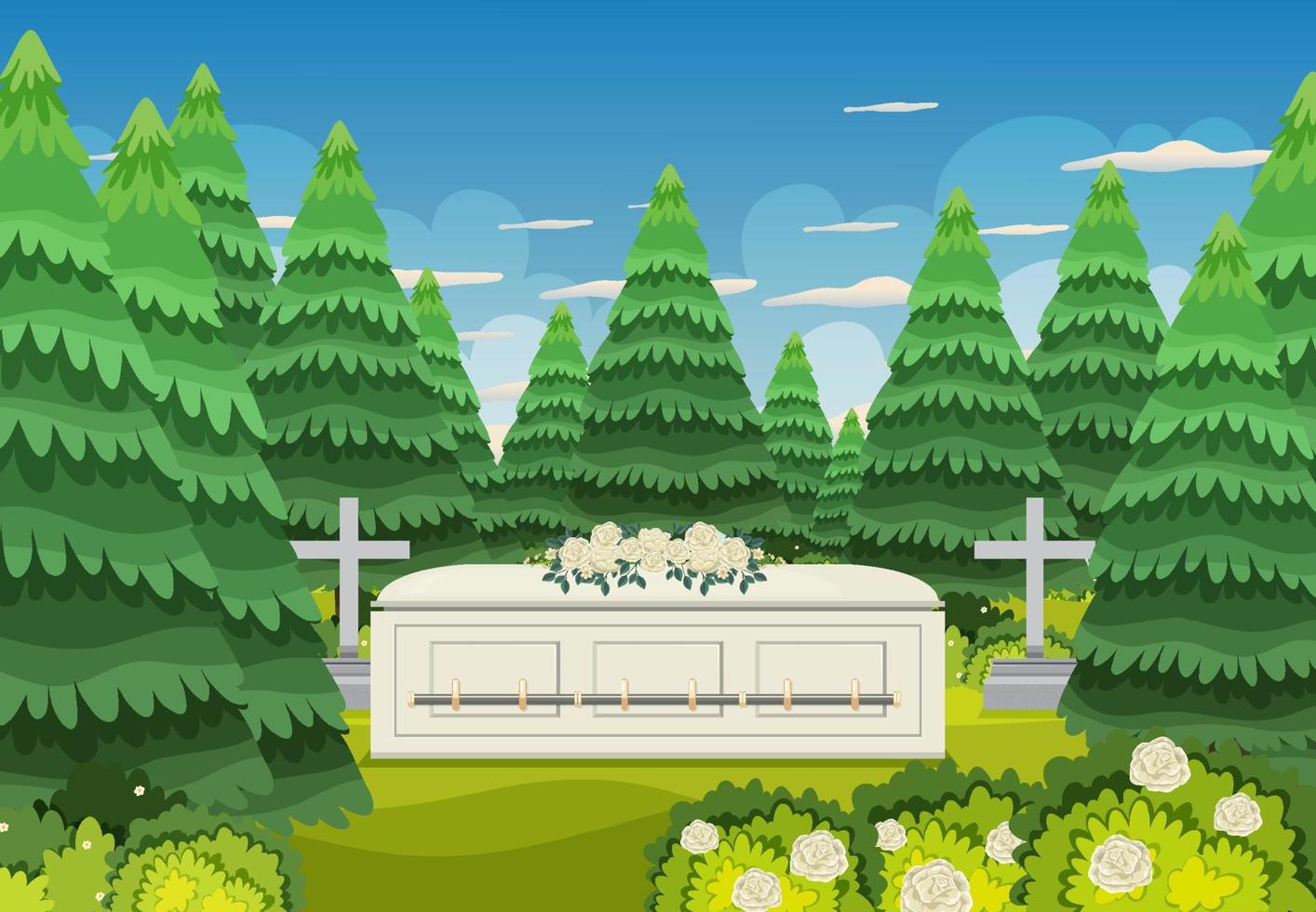 Coffin at funeral ceremony vector