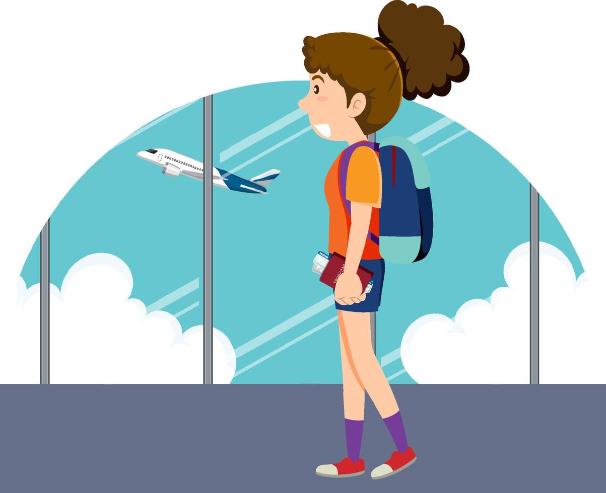 Simple character of tourist girl vector