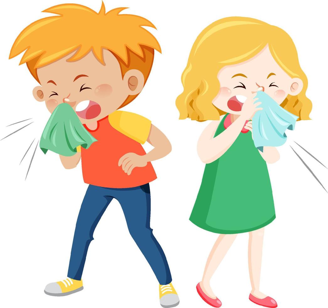 Sick young children on white background vector