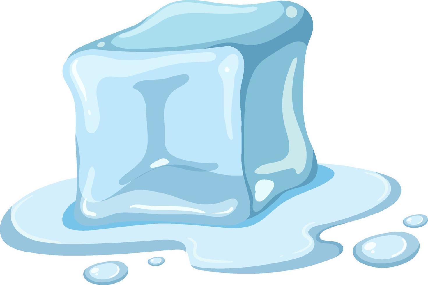 A melting ice cube on white background vector