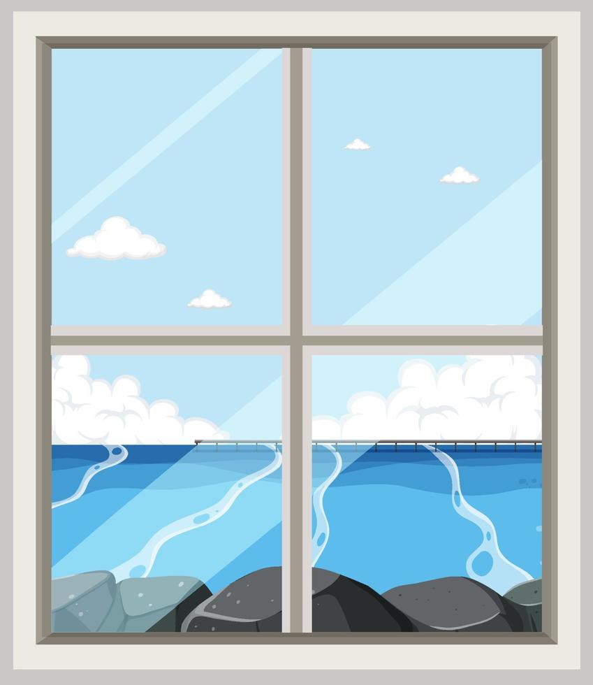 Sea view looking from house window vector