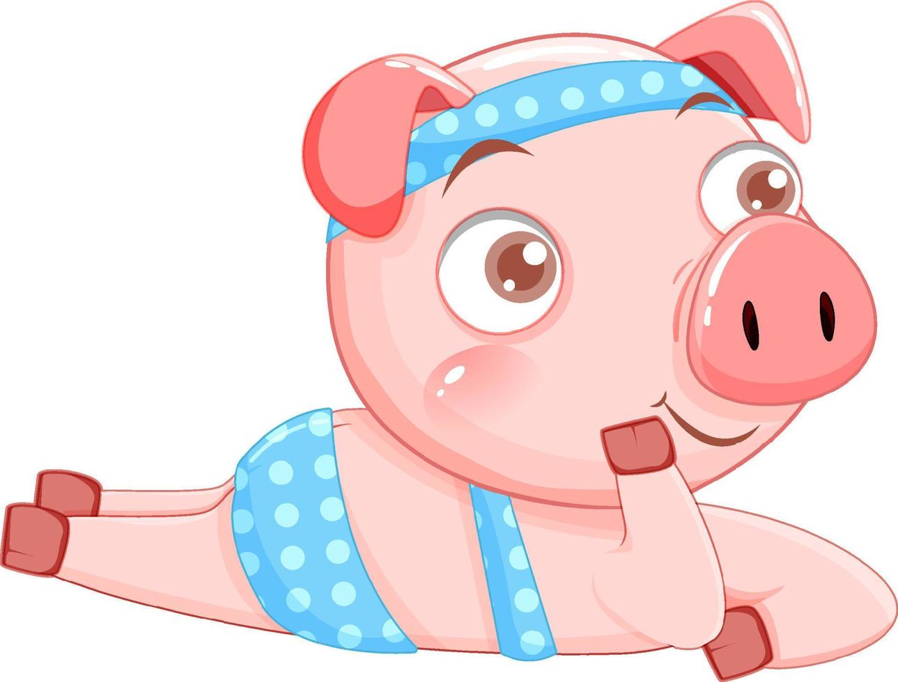 Cute pig cartoon character wearing bikini vector