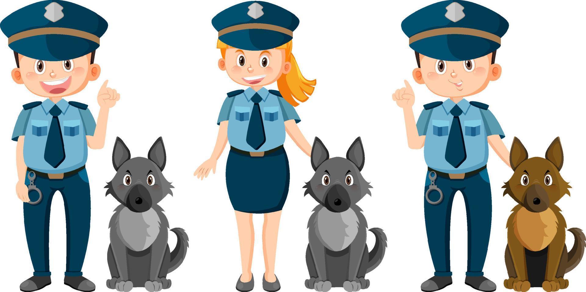 Police officer cartoon character on white background vector