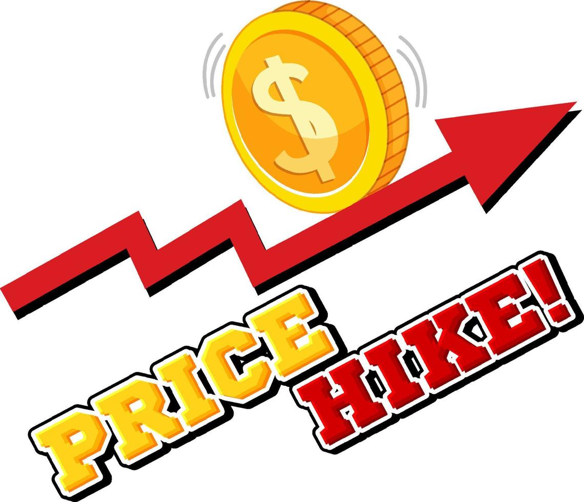 Price hike with red arrow pointing up vector