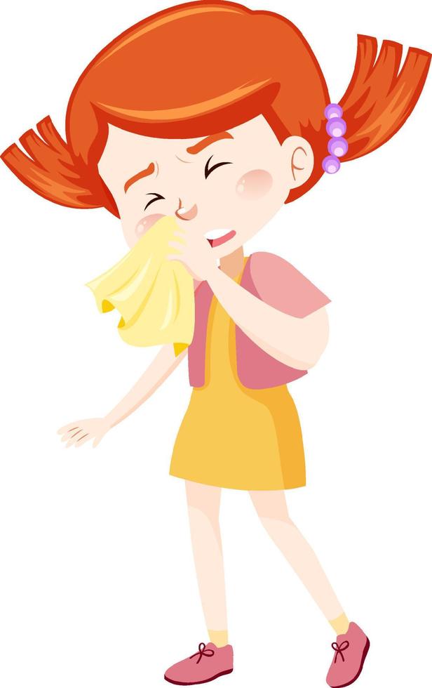 A sick girl on white background vector