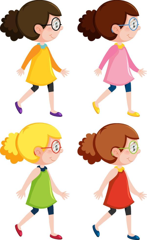 Set of different nerdy girls vector