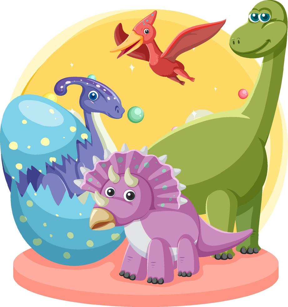 Cute dinosaurs cartoon group vector