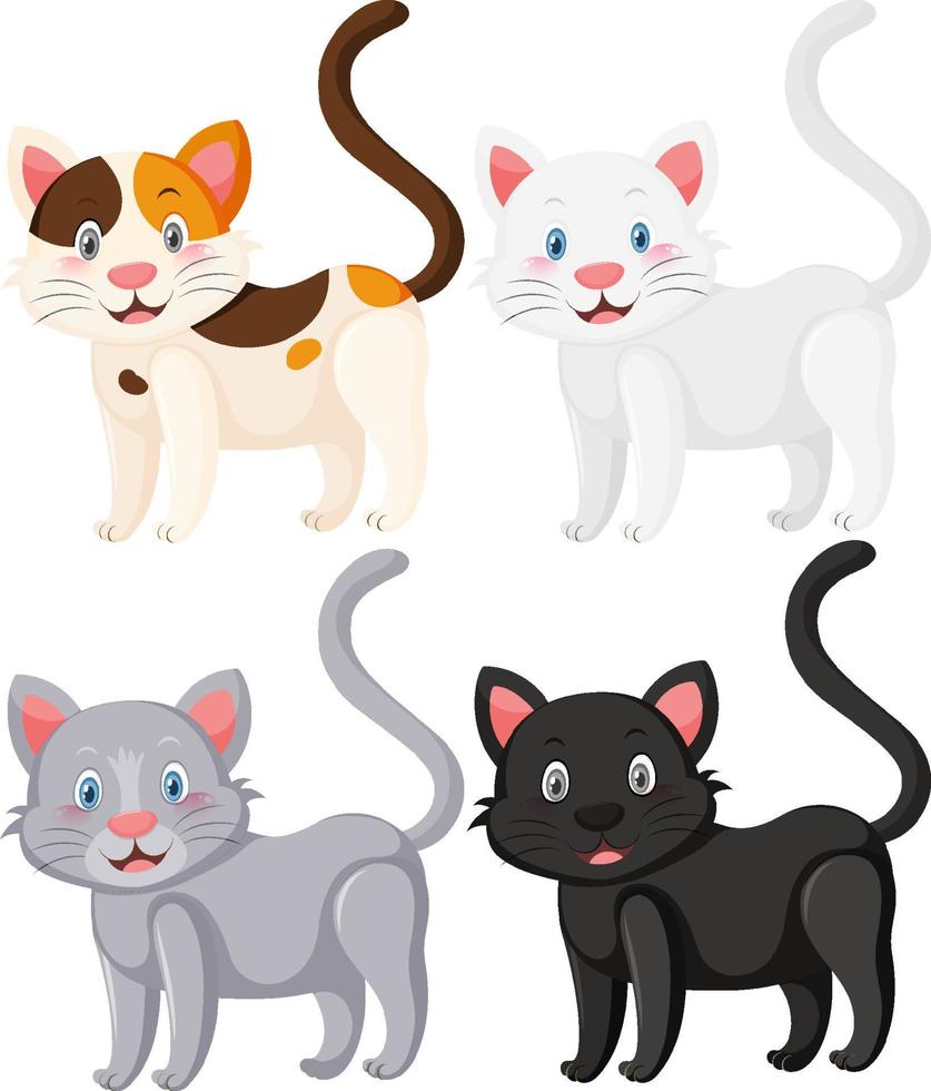 pequeño gato lindo en estilo de dibujos animados vector