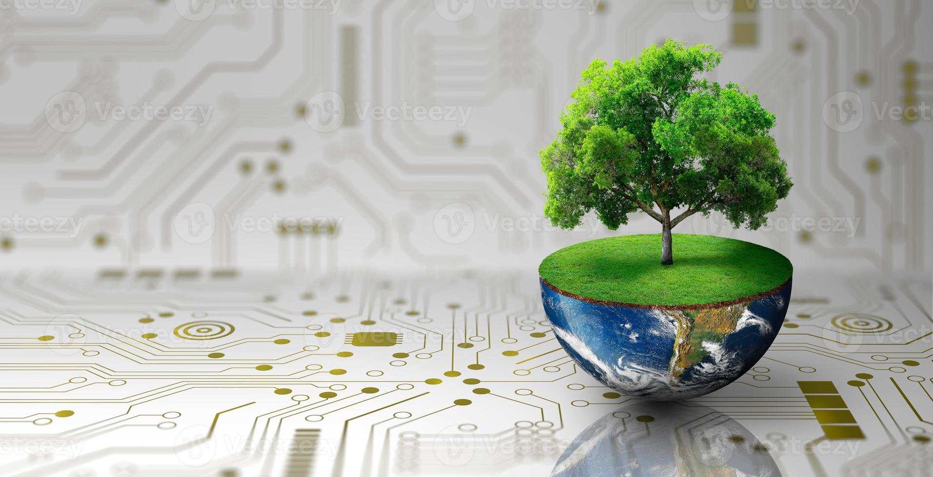 Green Computing, Green Technology, Green IT, csr, and IT ethics Concept. photo