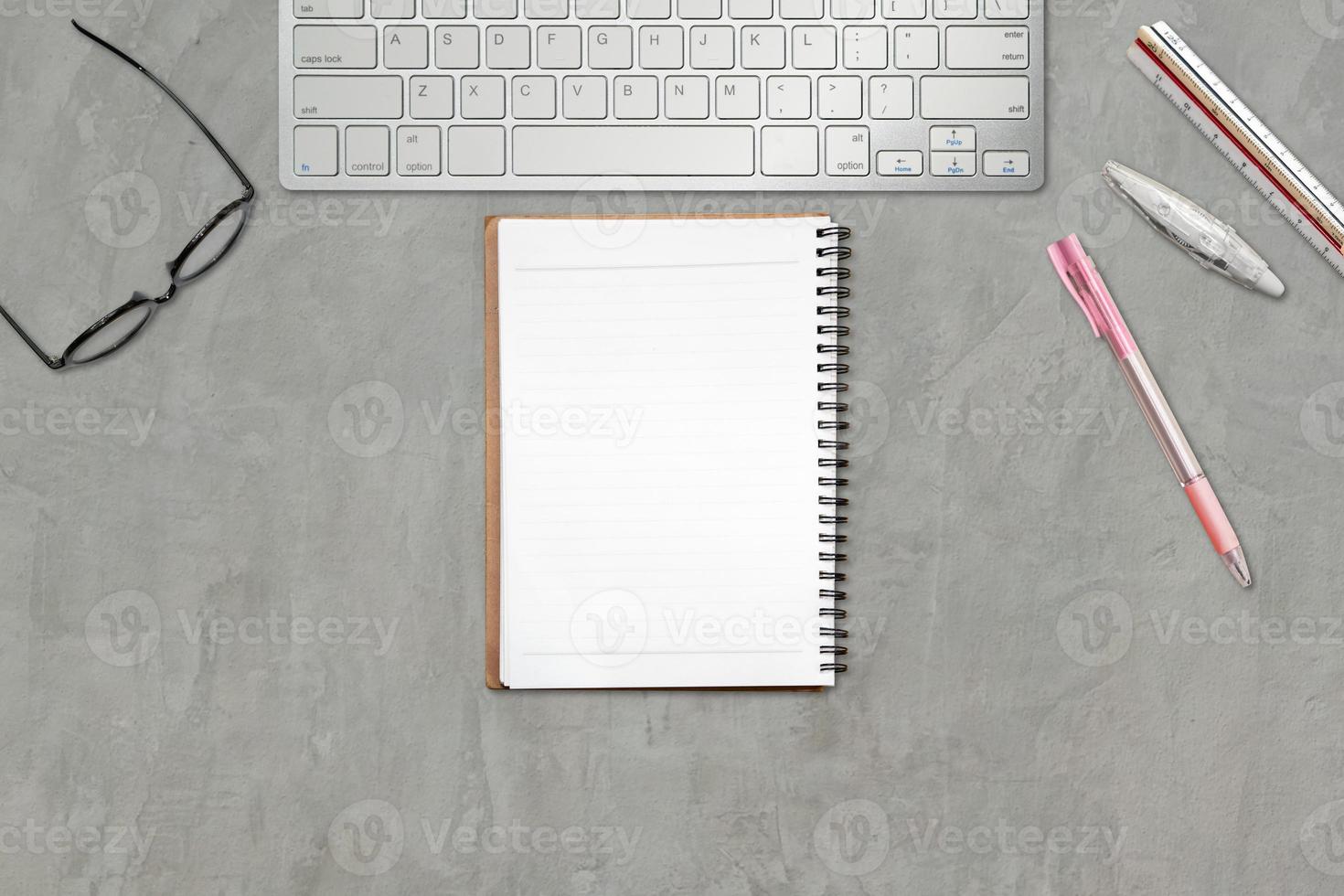 notebook on work table photo