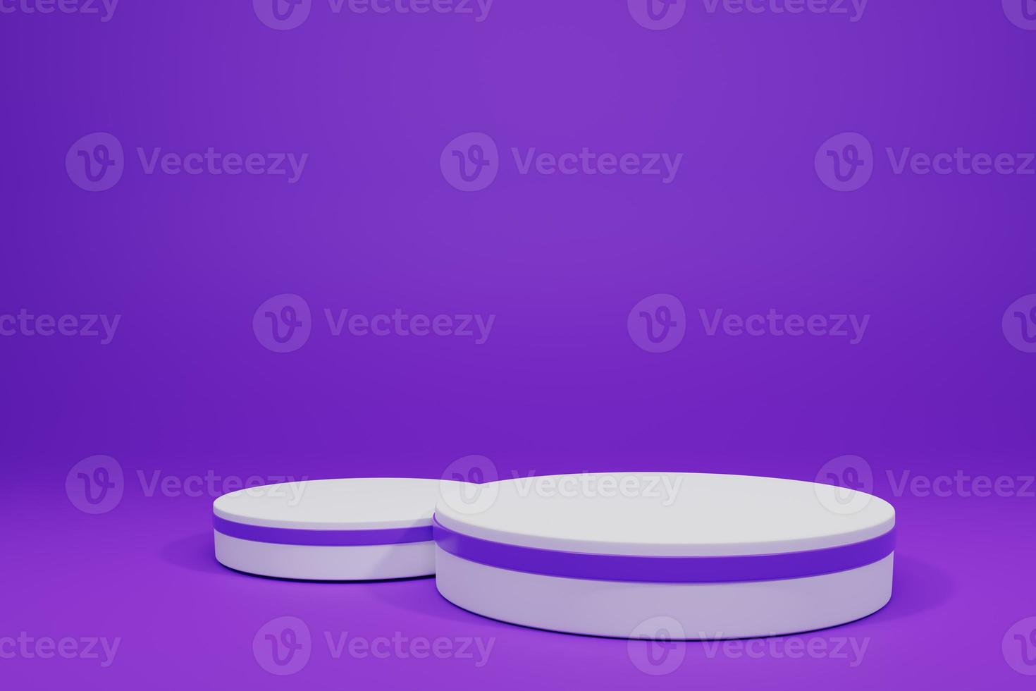 Cylinder pedestal with strip on purple background, Blank Pedestal minimal concept template. 3d rendering mockup illustration photo