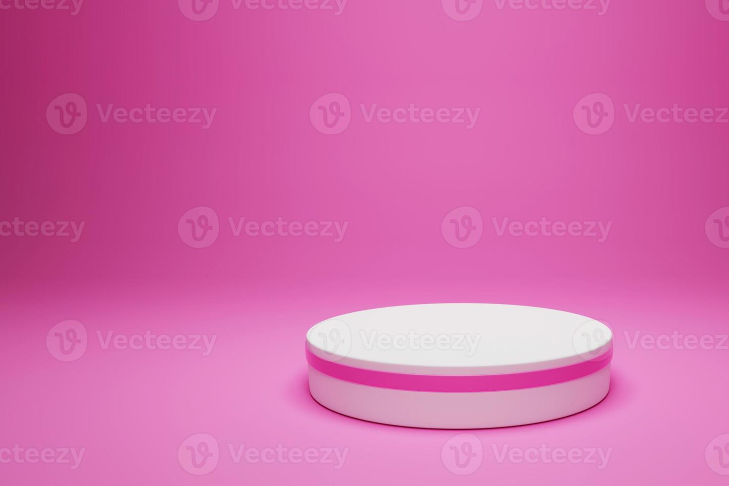 3D rendering rounded product display podium on pink colour background for beauty and fashion design concept. 3D product pedestal for cosmetic mockup illustration photo