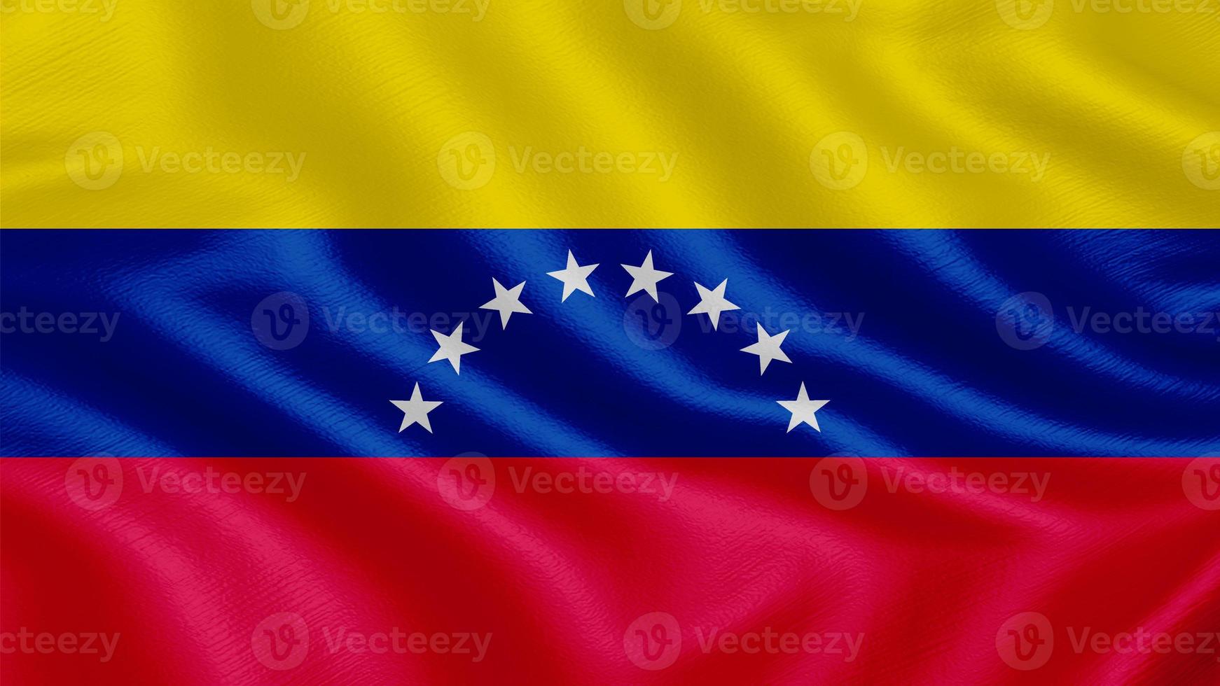 bandera de venezuela. Ilustración de representación 3d de bandera ondeante realista con textura de tela muy detallada. foto