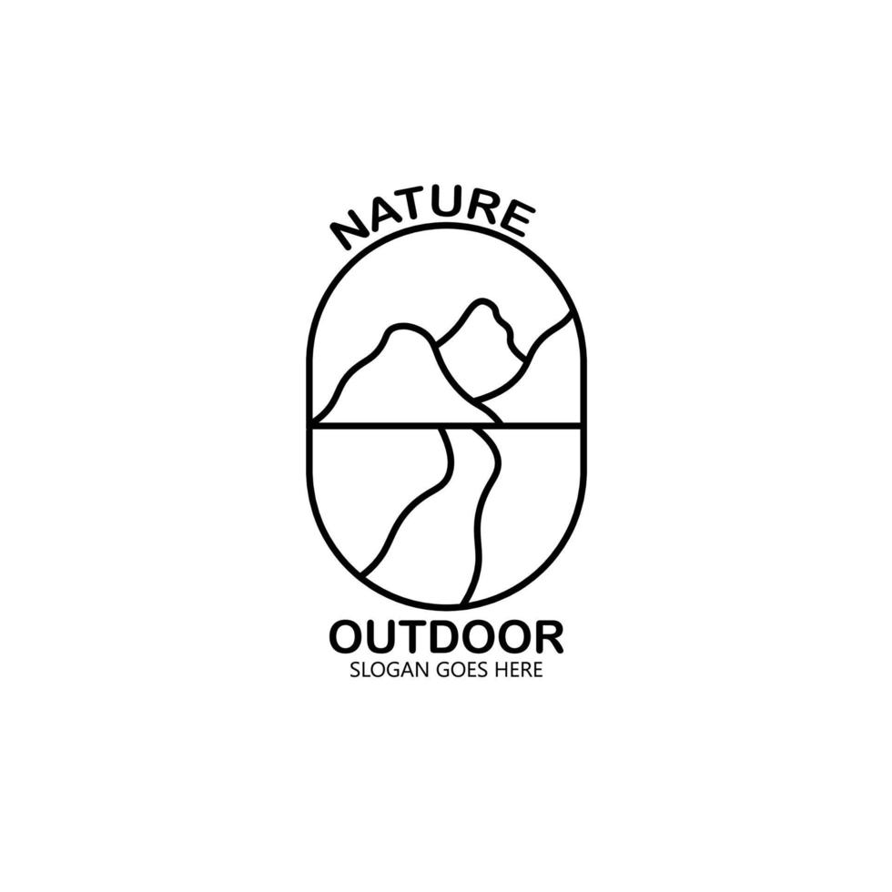diseño de línea mono con logotipo de naturaleza al aire libre vector
