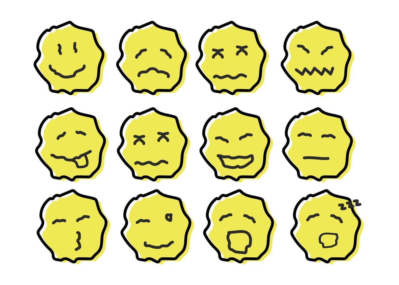 conjunto de emoticonos grunge vector