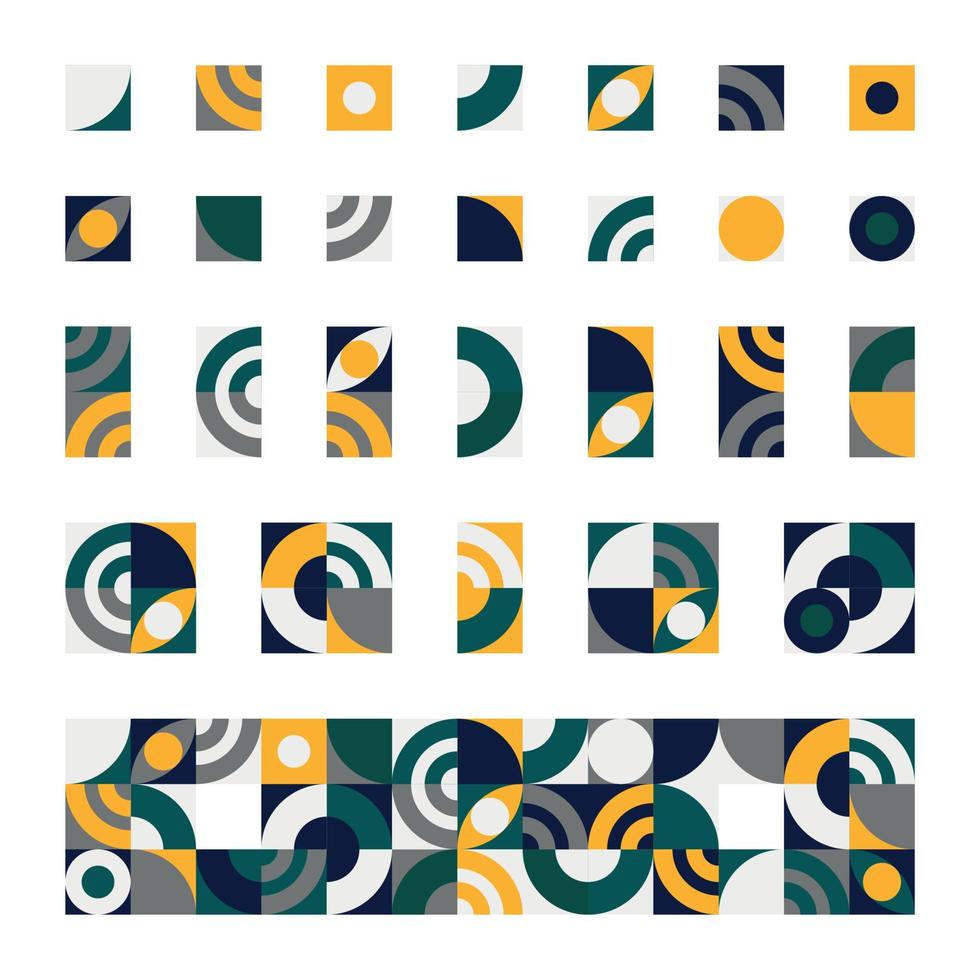 Different abstract Bauhaus elements, modern geometric shapes in a minimalist style on a white background - Vector