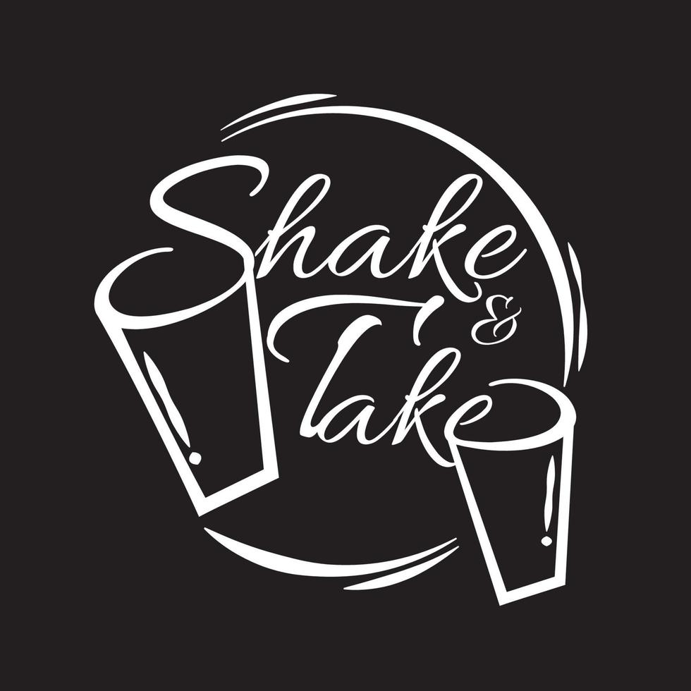 Shake and Take boba drink logo vector