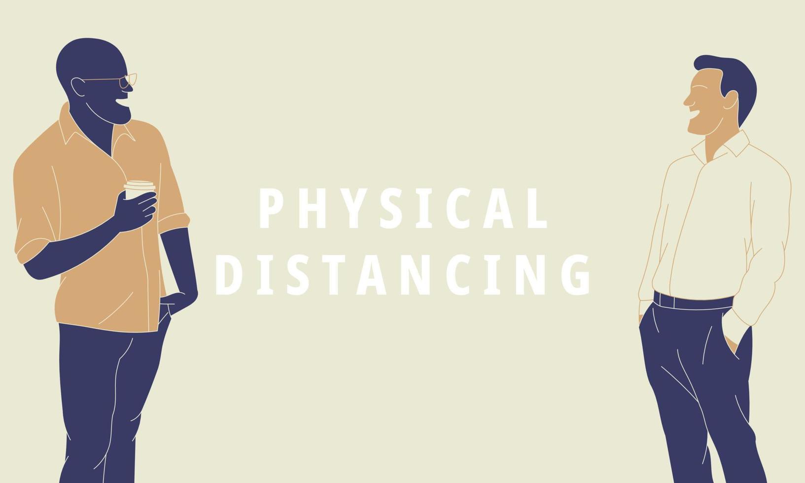 Illustration of physical distancing to prevent pandemic virus. vector