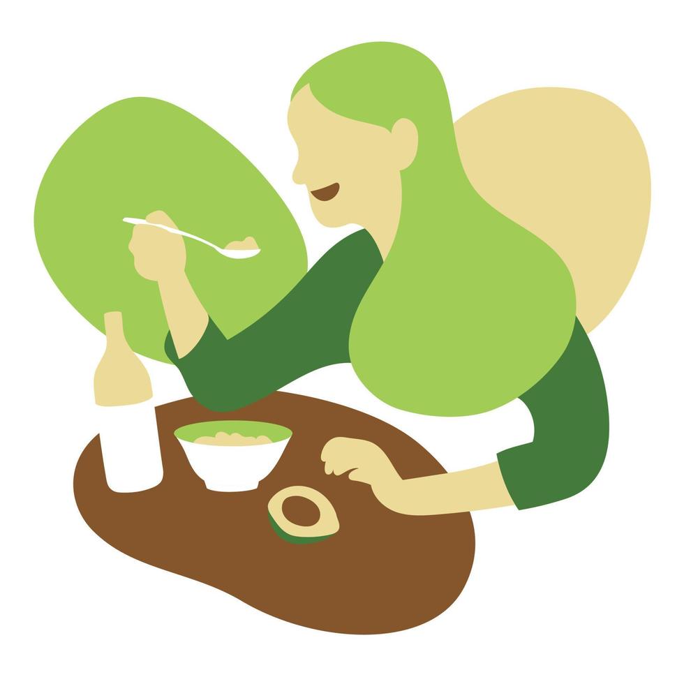 Young woman enjoyed her breakfast vector