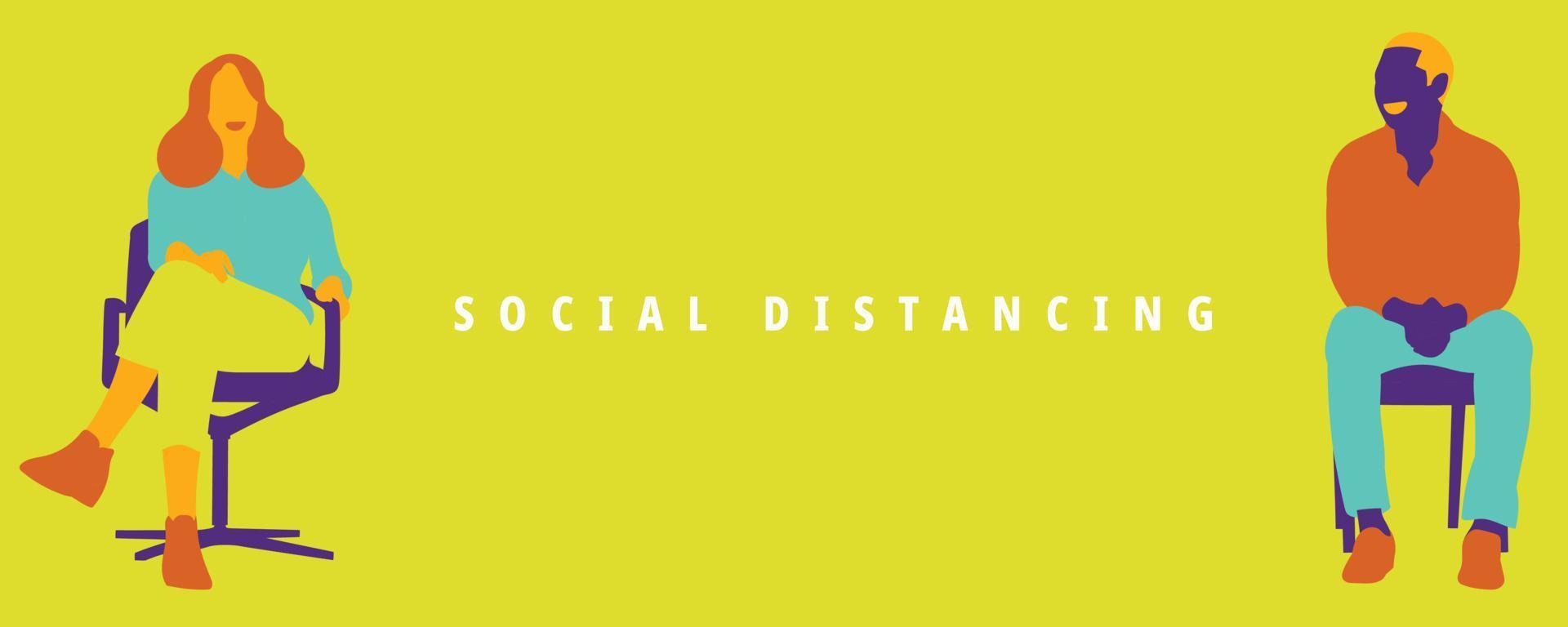 Illustration of social distancing to prevent pandemic virus. vector