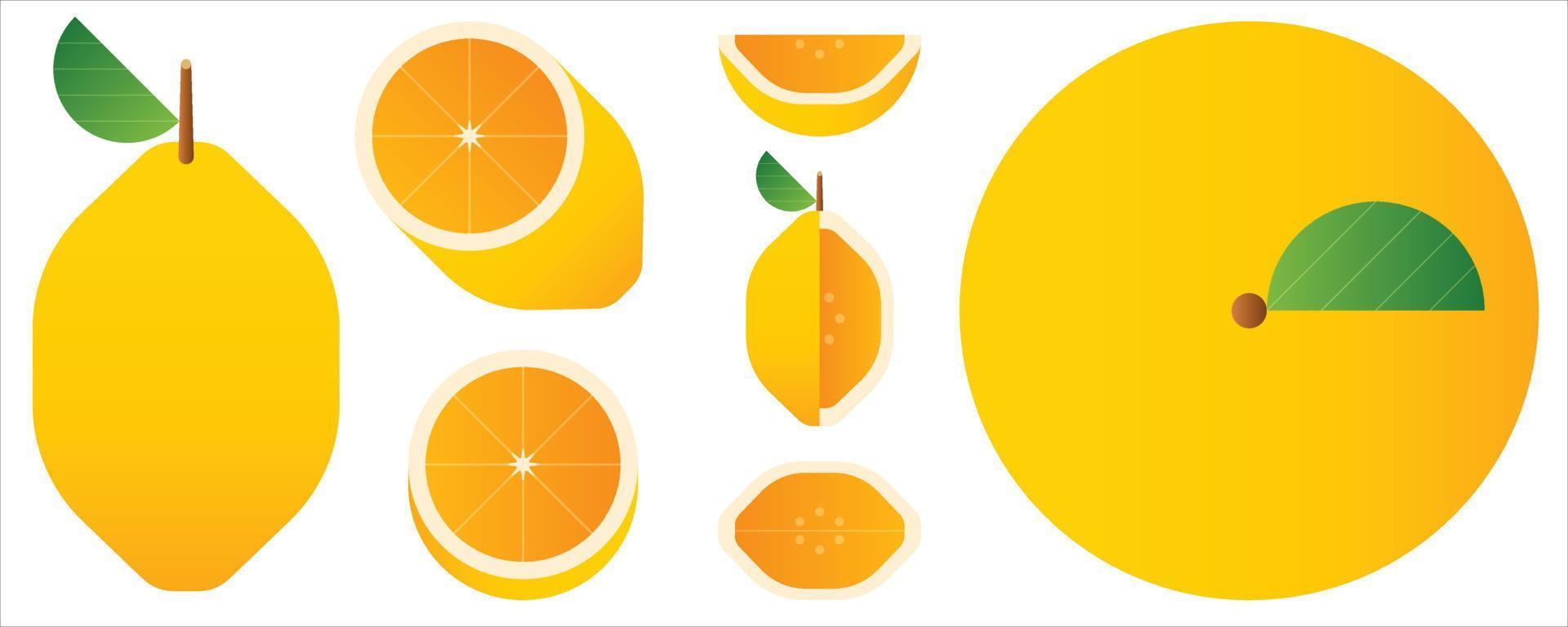 Isolated vegetables and fruits on white background. Vector illustration.