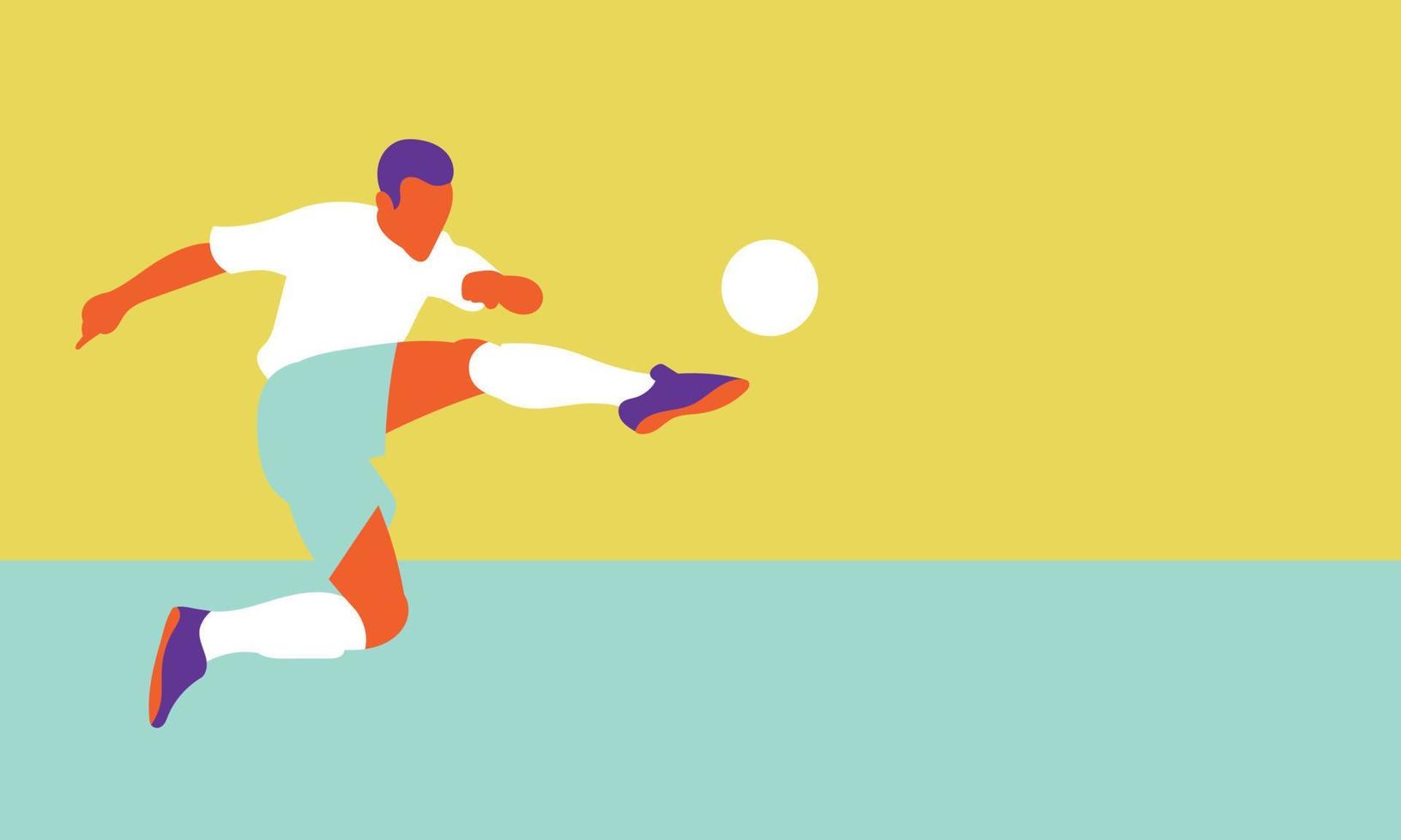 Football soccer player in action isolated background. Flat vector illustration.