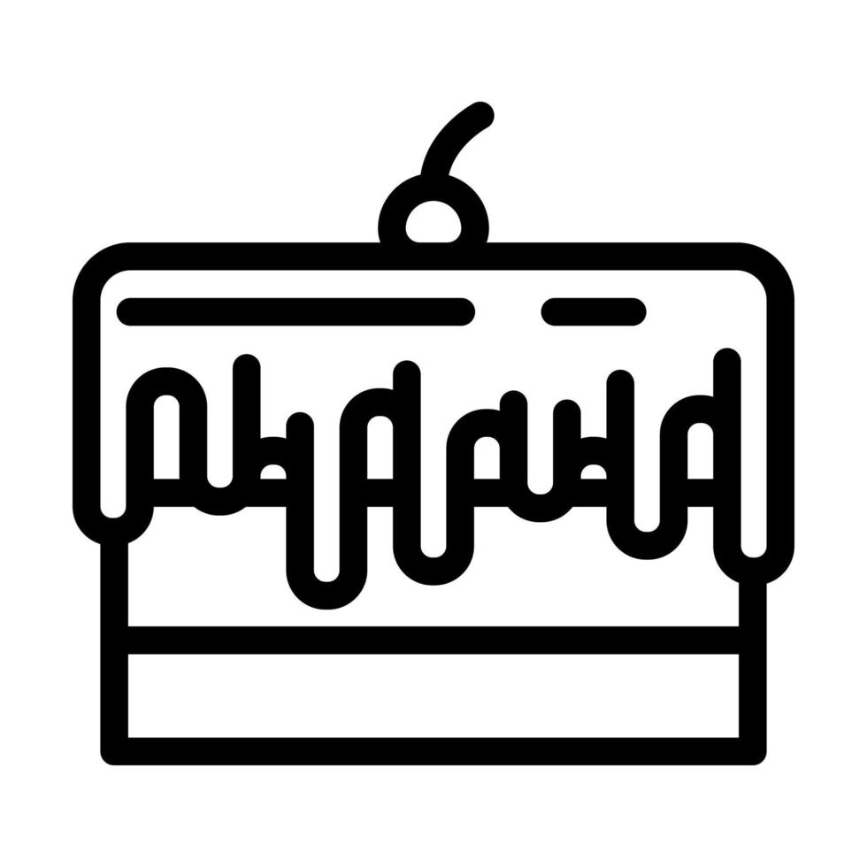 cake pie with cherry and cream line icon vector illustration