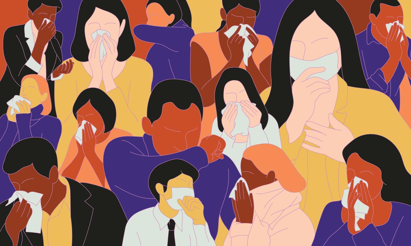 Illustrations of people in the coronavirus outbreak vector