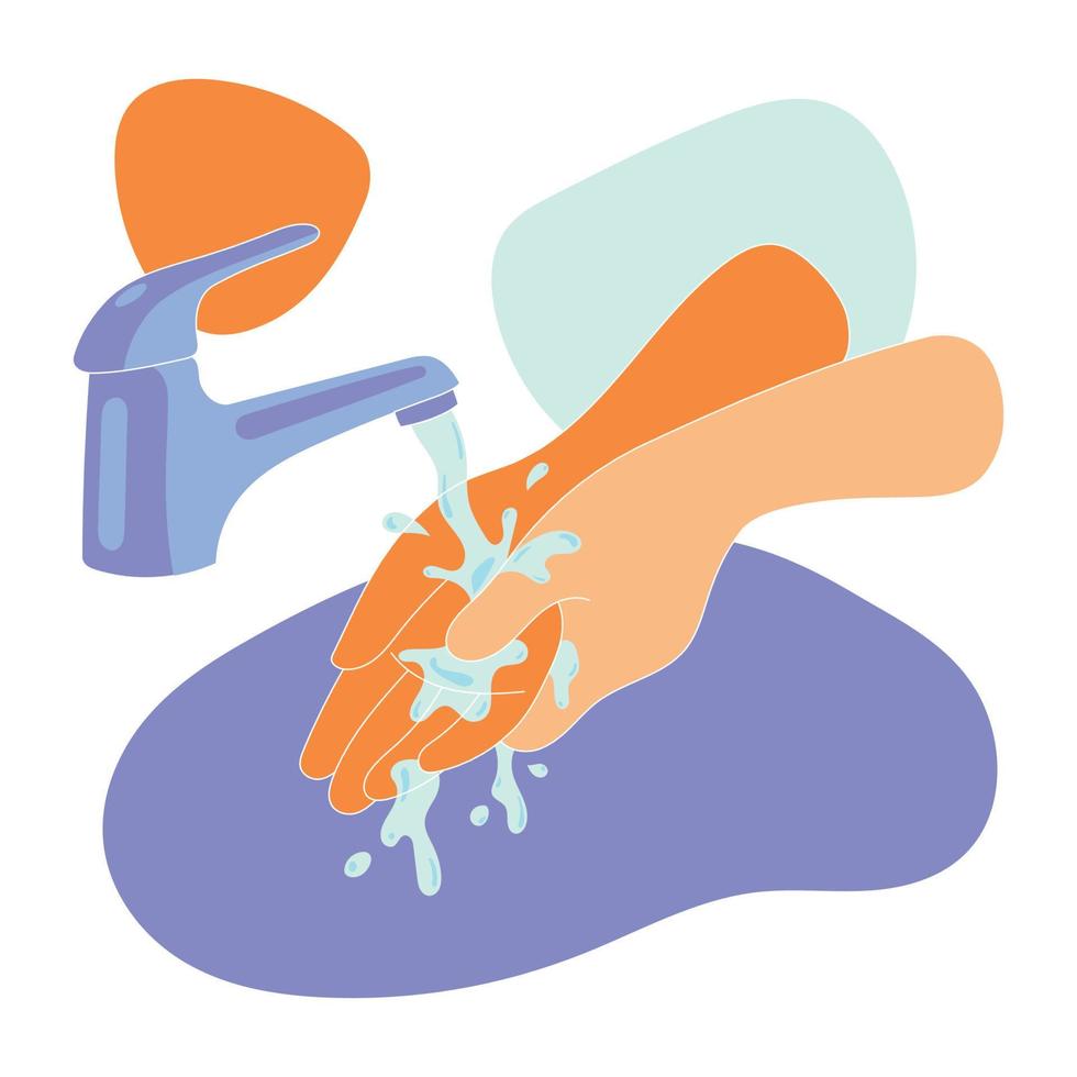 Hand cleaning by water for personal hygiene, preventing coronavirus vector