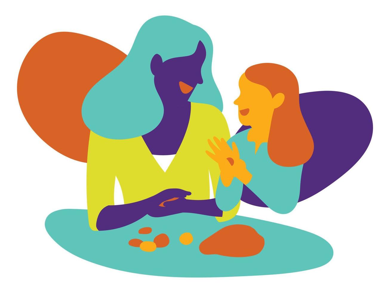 Mother and daughter make sweets on vacation vector