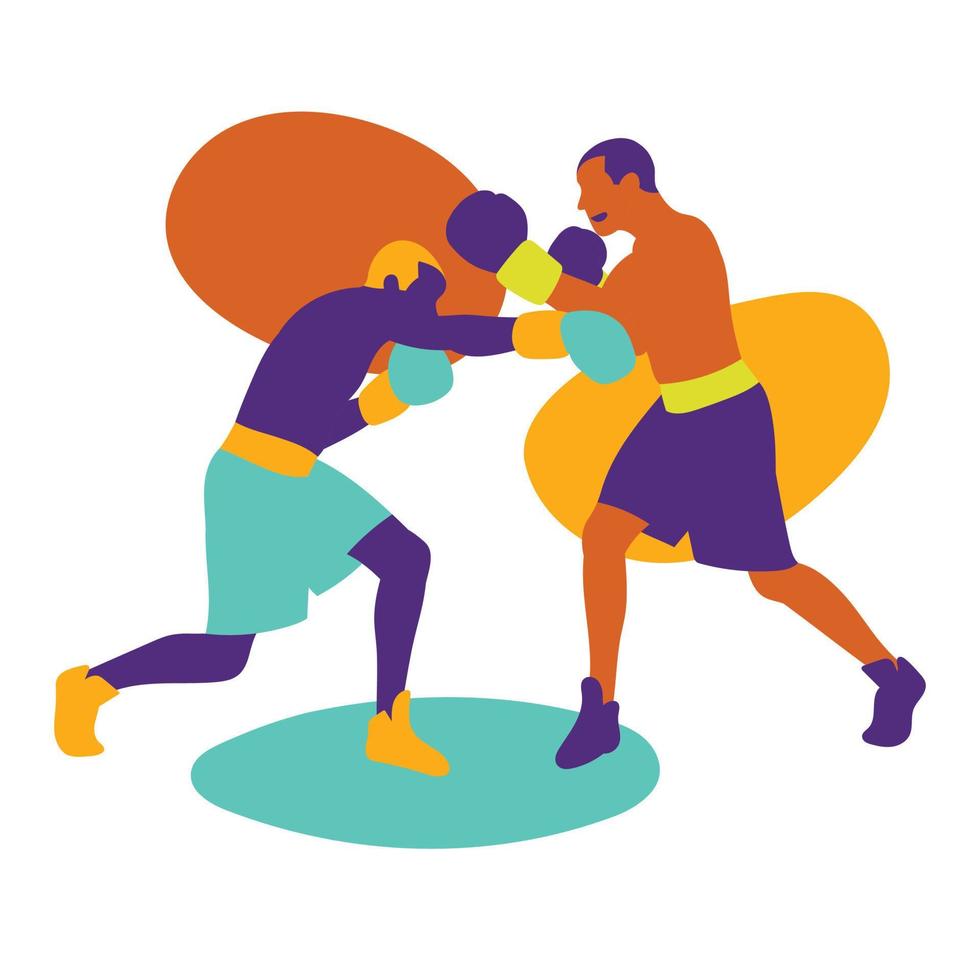 Boxing player in action. Strength, attack and motion concept. Vector illustration.