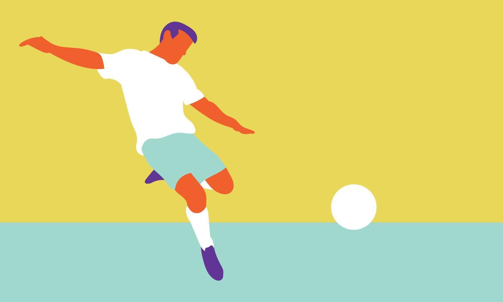 jugador de fútbol en acción de fondo aislado. ilustración vectorial plana. vector