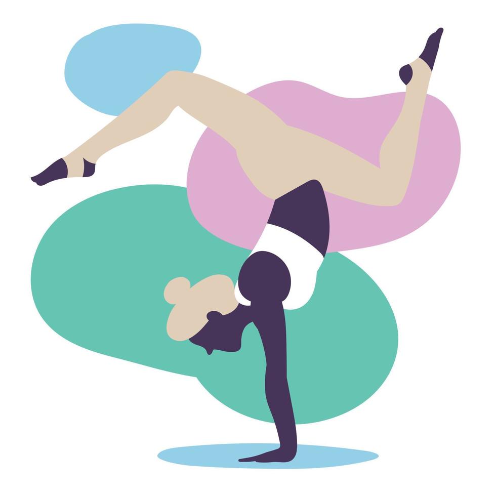 mujer joven practicando yoga. ilustración vectorial vector