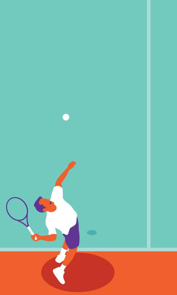 Young man playing tennis on court vector