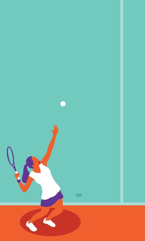 Young woman playing tennis on court vector