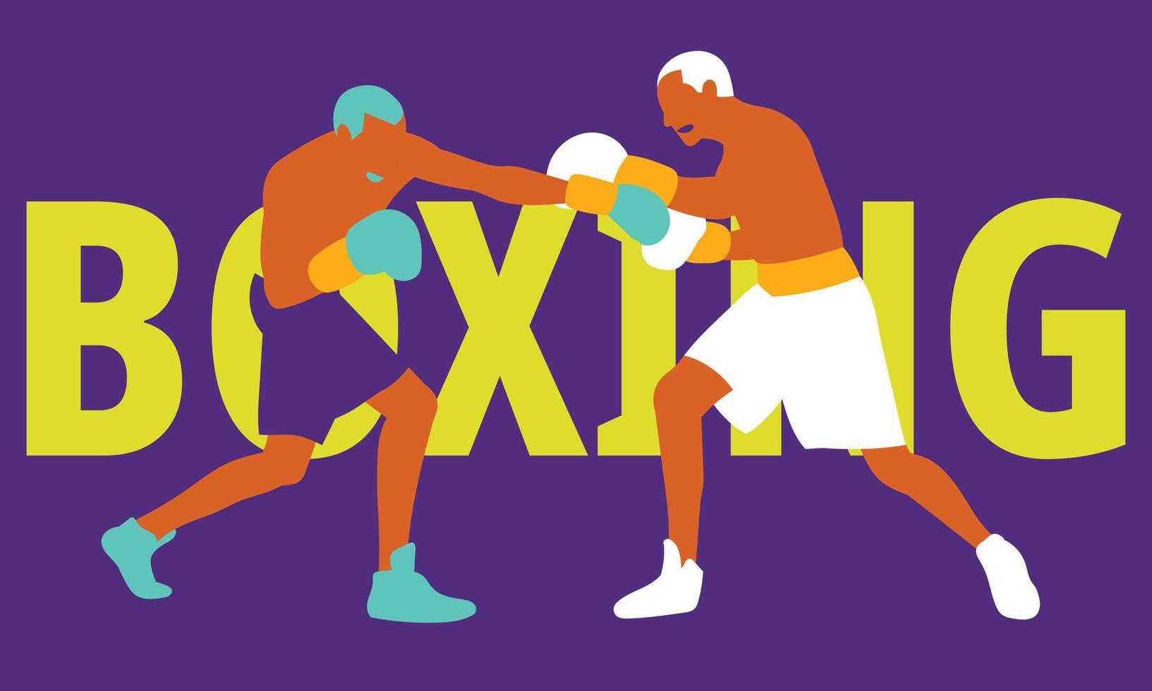 Boxing player in action. Strength, attack and motion concept. Vector illustration.