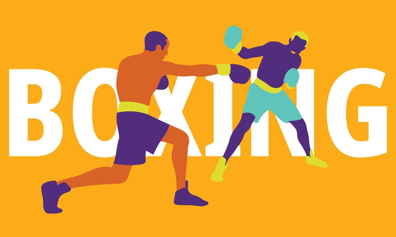 Boxing player in action. Strength, attack and motion concept. Vector illustration.