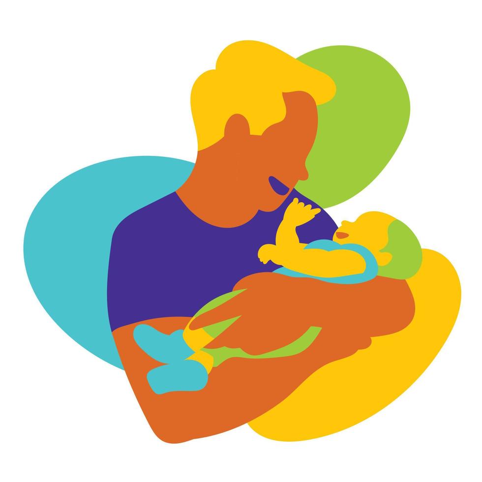 Father is holding child in arm vector