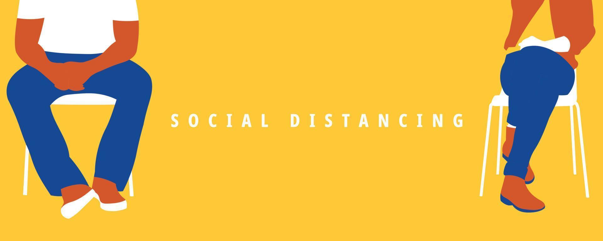 Illustration of social distancing to prevent pandemic virus. vector