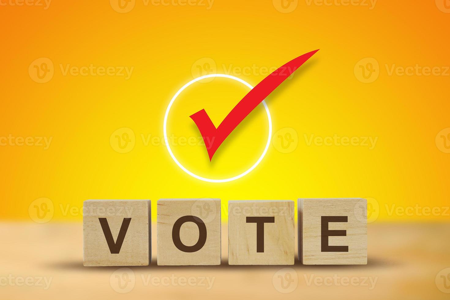 Vote on word letters cube, voting symbol design, illustration. photo