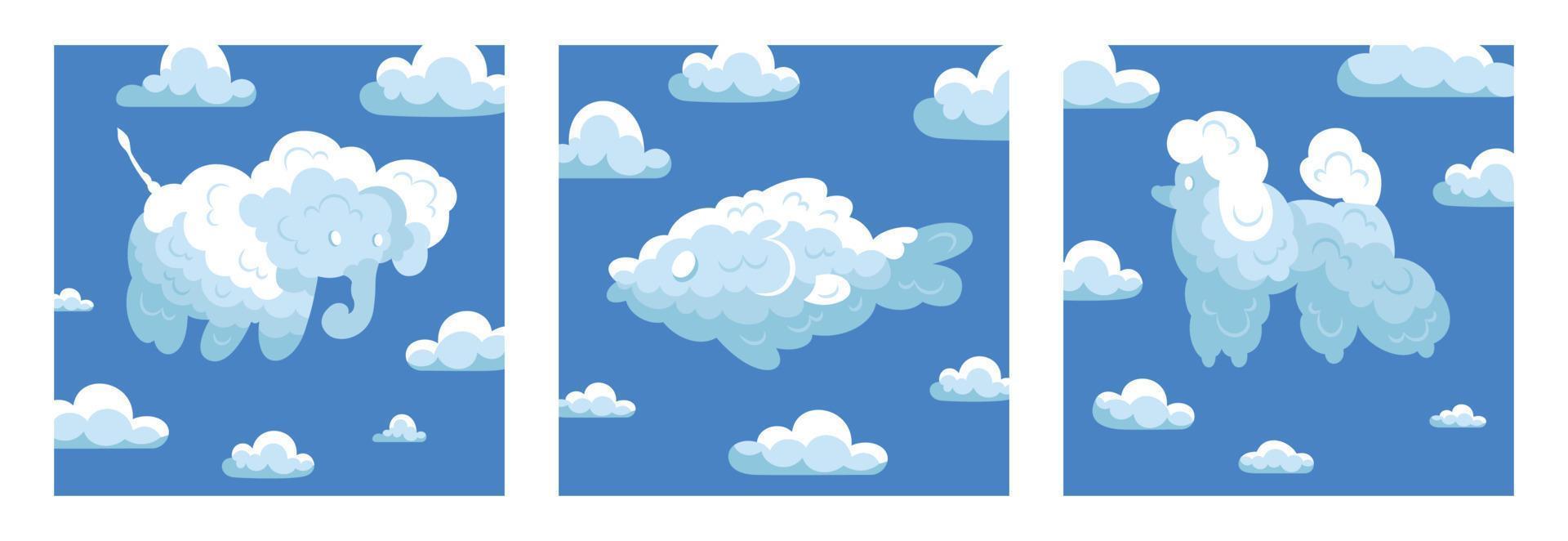 Animal Clouds Design Concept Set vector