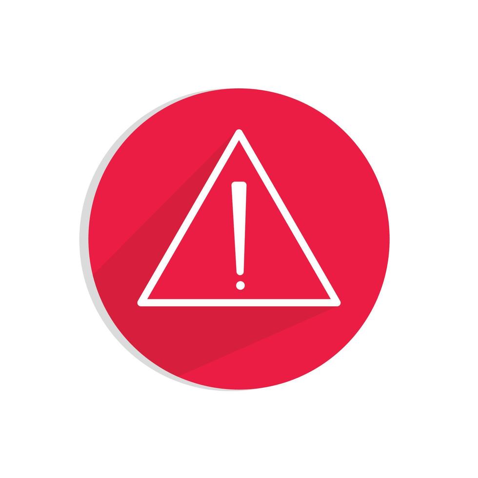 red flat warning icon vector
