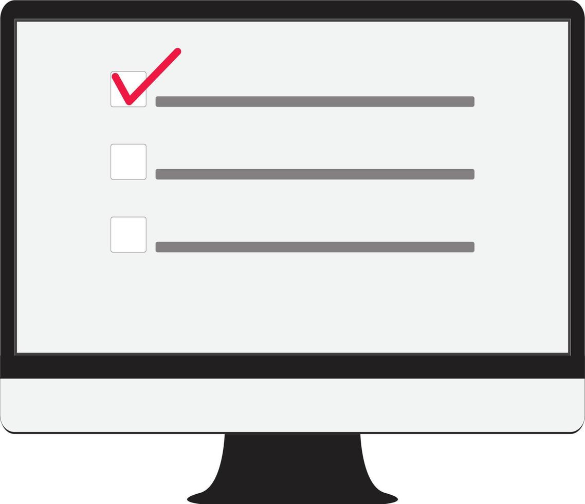 online form survey on computer. checklist and questionnaire icon. feedback business concept. vector