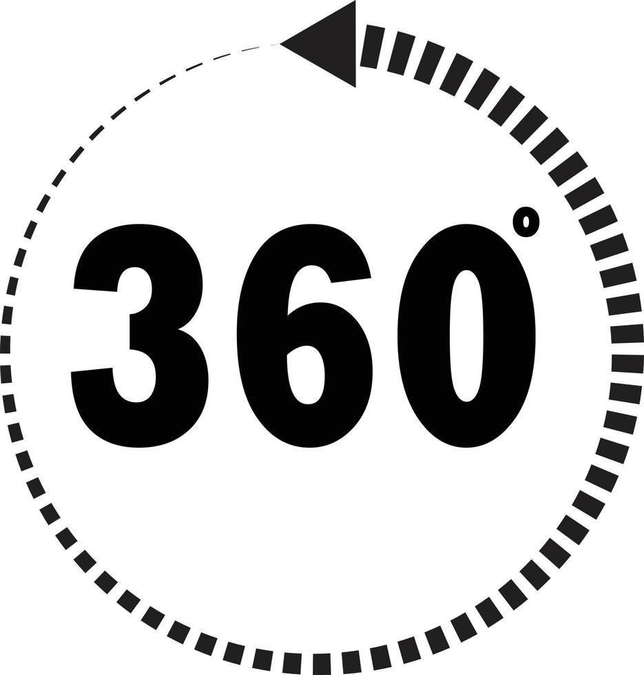 Icono de 360 grados sobre fondo blanco. señal de 360 grados. vector