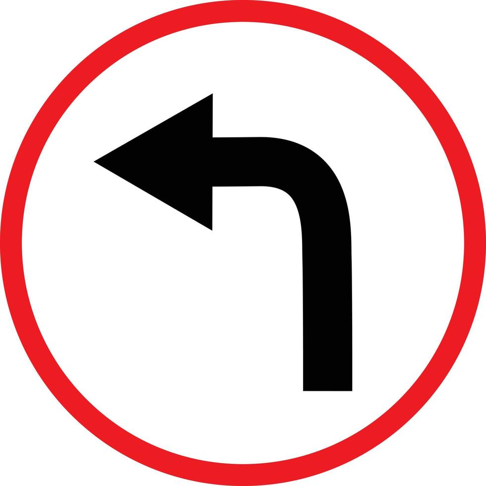 turn left icon. turn left symbol. turn left ahead sign. traffic sign. vector