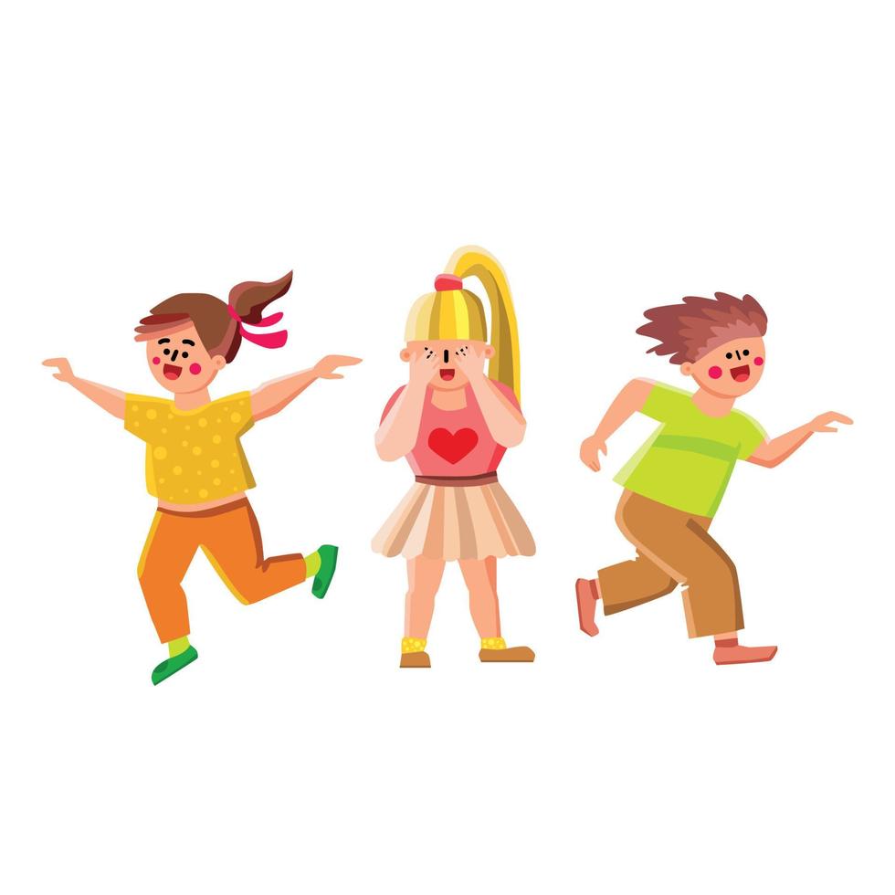 Hide And Seek Game Playing Kids Together Vector